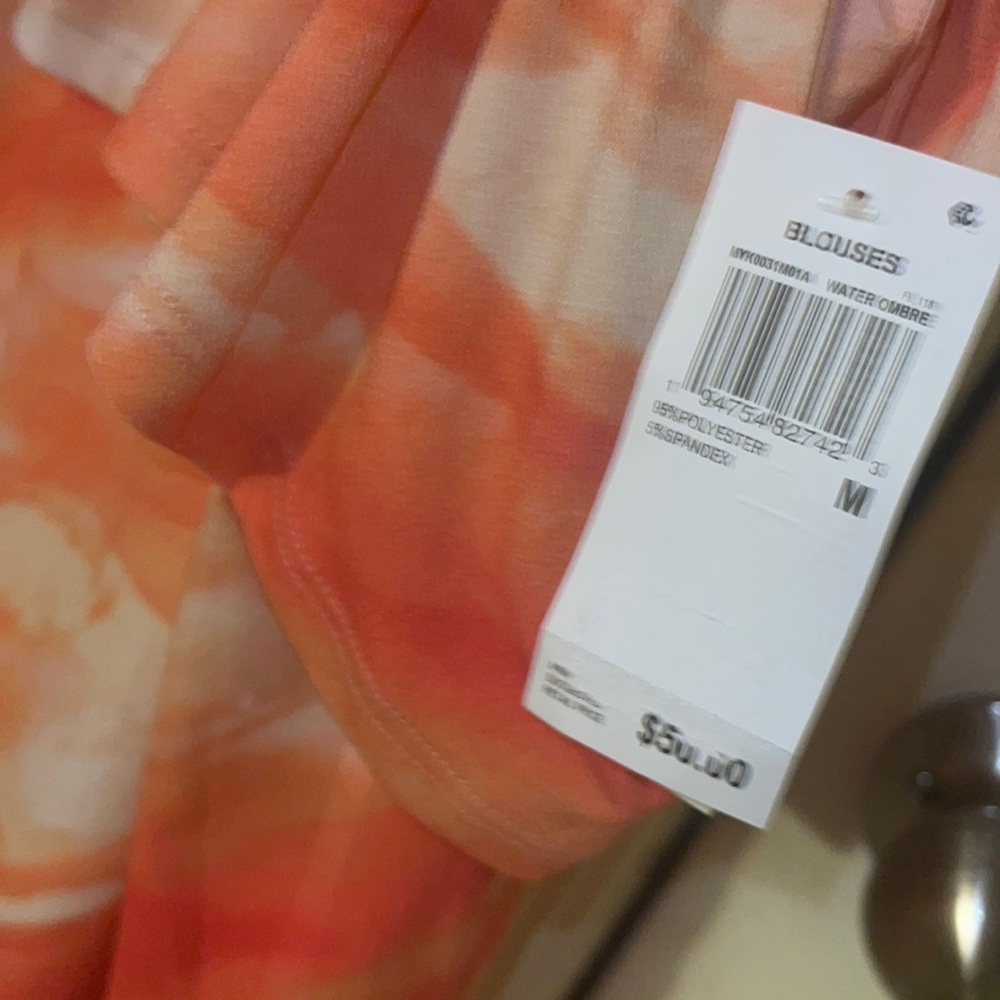 Willow Drive ONE Shoulder RUFFLE TOP Watercolor Ombre - Picture 3 of 3